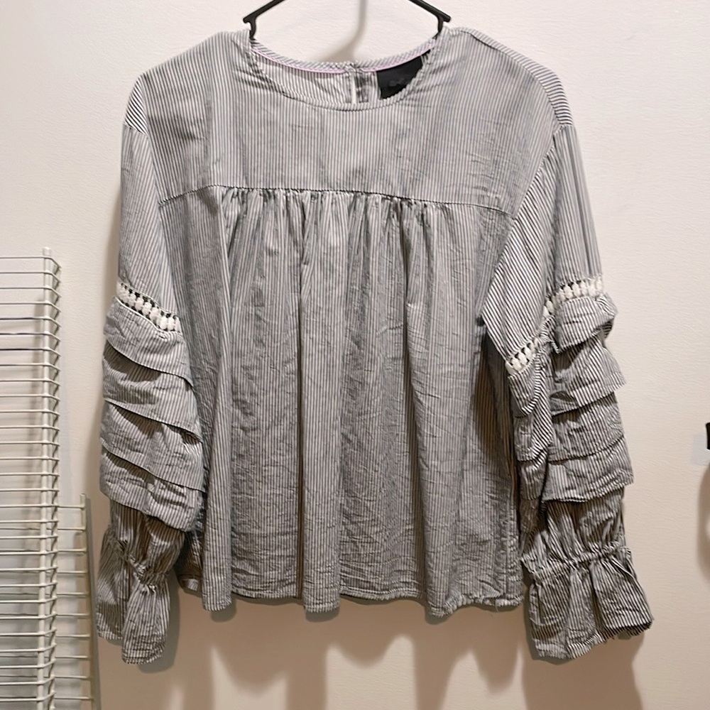 Nanette Lepore Blue and White Striped Women's Top